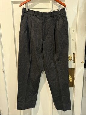 Classic Pleated Men's Dress Pants in Dark Charcoal